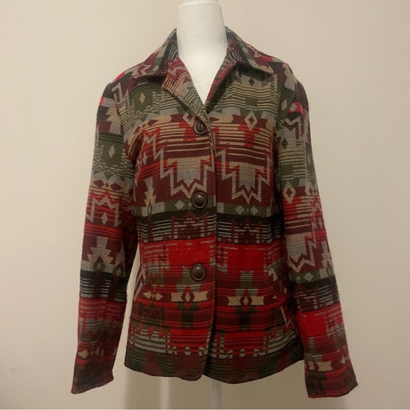 Coldwater Creek women’s Size 10 
Southwestern design Wool Blend Shacket Jacket - Picture 3 of 14